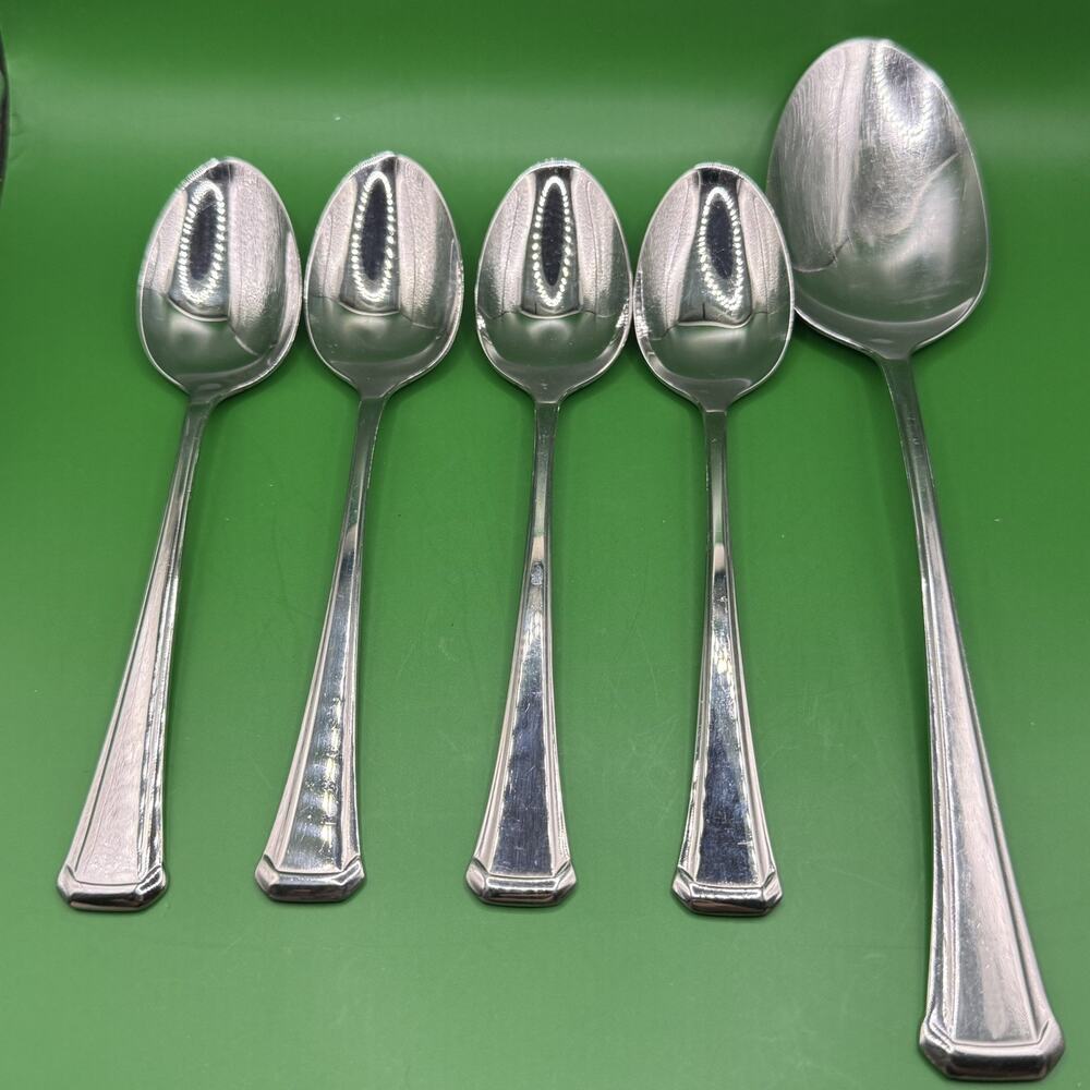 Oneida Apollonia Set of 4 Teaspoons 6 1/4" 1 Serving Spoon Replacement Flatware - Picture 4 of 5
